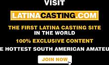 Første gang 18 år gammel Latina tar på seg hardcore casting