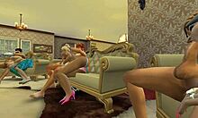 노인 여성들이 하이엔드 환경에서 젊은 남자들을 즐겁게 합니다 - a Sims 4 랜디션