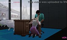 Animerad video av en flickvän som blir intim med sin chef för ekonomisk vinst