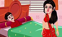 עקרת בית הודית מתפנקת בתשוקה אסורה עם הבת החורגת בסרטון חם