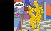 Marge, la traviesa ama de casa, es analizada tanto en el gimnasio como en casa durante la ausencia de su esposo, con un humorístico dibujo animado Hentai temático de Simpson como telón de fondo